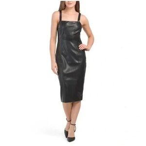 7 For All Mankind LRG Faux Leather Black Bodycon Dress